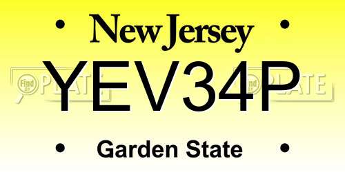 YEV34P New Jersey License Plate