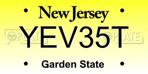 YEV35T New Jersey License Plate