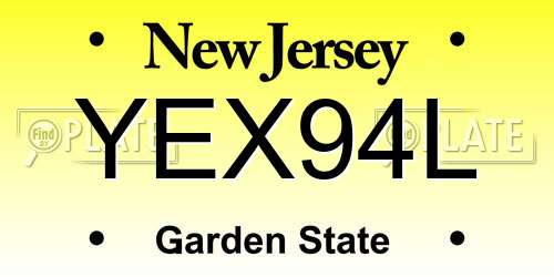 YEX94L New Jersey License Plate