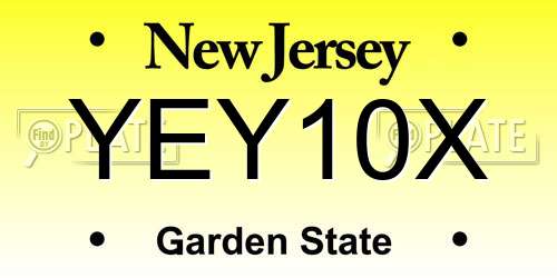 YEY10X New Jersey License Plate