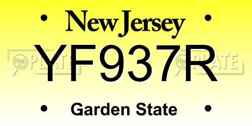 YF937R New Jersey License Plate