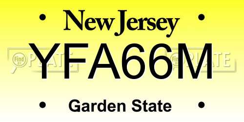 YFA66M New Jersey License Plate