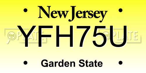 YFH75U New Jersey License Plate