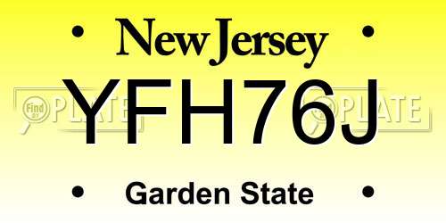 YFH76J New Jersey License Plate