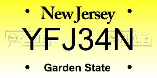YFJ34N New Jersey License Plate
