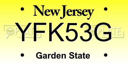 YFK53G New Jersey License Plate