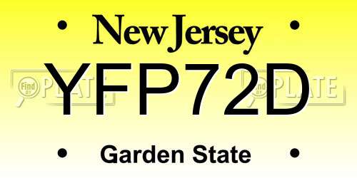 YFP72D New Jersey License Plate