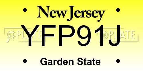 YFP91J New Jersey License Plate