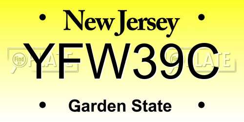 YFW39C New Jersey License Plate