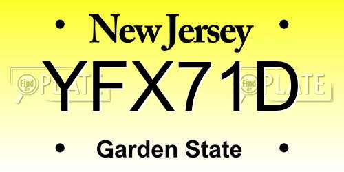 YFX71D New Jersey License Plate