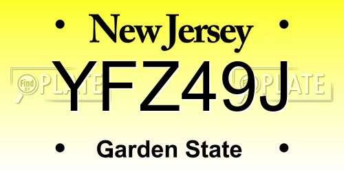 YFZ49J New Jersey License Plate