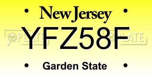 YFZ58F New Jersey License Plate