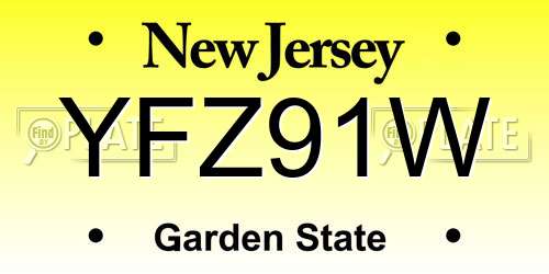 YFZ91W New Jersey License Plate
