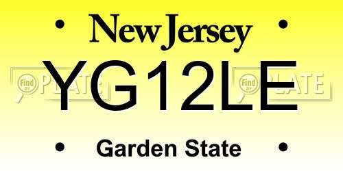 YG12LE New Jersey License Plate