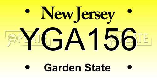 YGA156 New Jersey License Plate