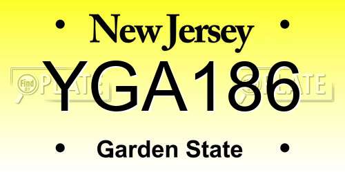 YGA186 New Jersey License Plate