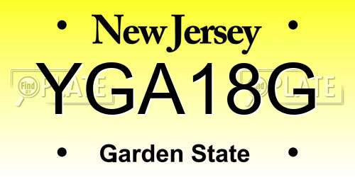 YGA18G New Jersey License Plate