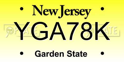 YGA78K New Jersey License Plate