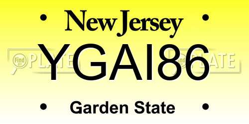 YGAI86 New Jersey License Plate