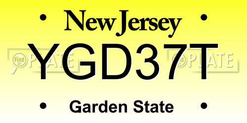 YGD37T New Jersey License Plate