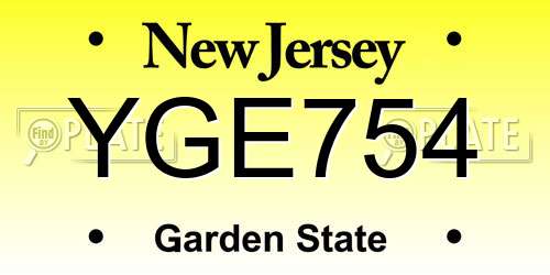 YGE754 New Jersey License Plate