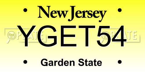 YGET54 New Jersey License Plate