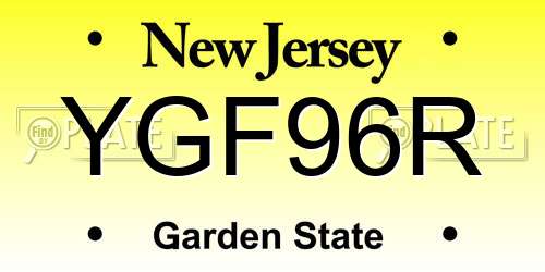YGF96R New Jersey License Plate