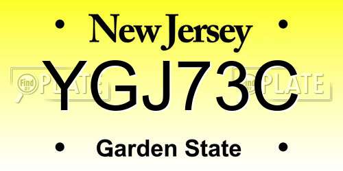 YGJ73C New Jersey License Plate