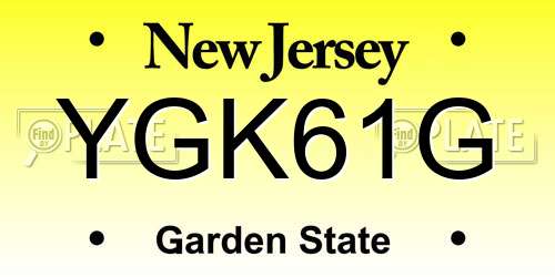 YGK61G New Jersey License Plate