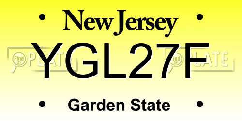 YGL27F New Jersey License Plate