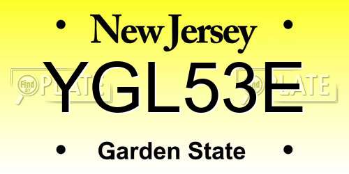 YGL53E New Jersey License Plate
