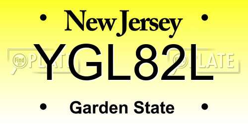 YGL82L New Jersey License Plate