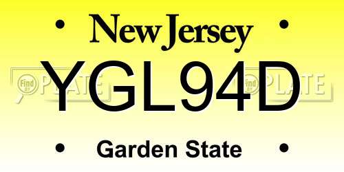 YGL94D New Jersey License Plate