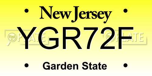 YGR72F New Jersey License Plate