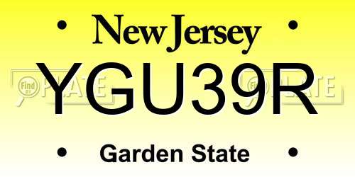 YGU39R New Jersey License Plate