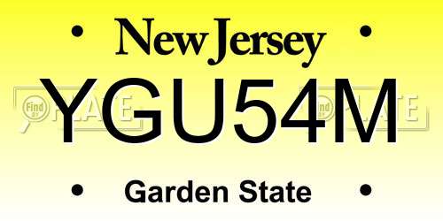 YGU54M New Jersey License Plate