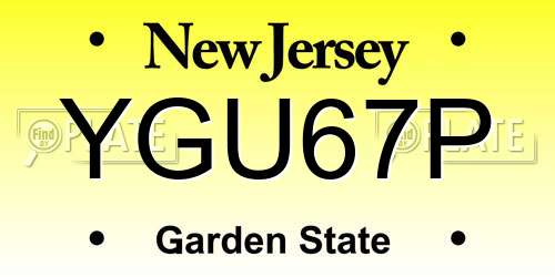 YGU67P New Jersey License Plate