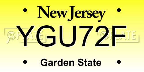 YGU72F New Jersey License Plate