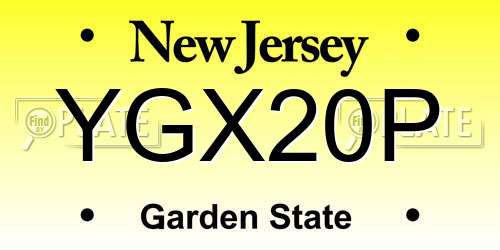 YGX20P New Jersey License Plate