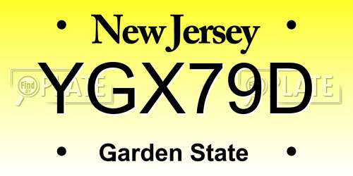 YGX79D New Jersey License Plate