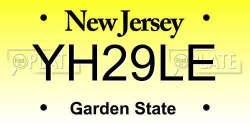YH29LE New Jersey License Plate