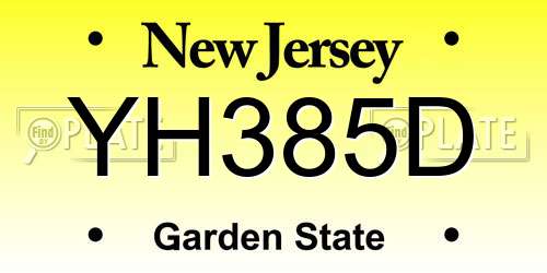 YH385D New Jersey License Plate
