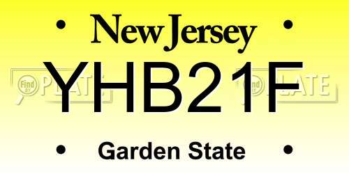 YHB21F New Jersey License Plate