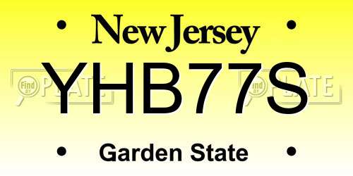YHB77S New Jersey License Plate