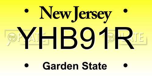 YHB91R New Jersey License Plate
