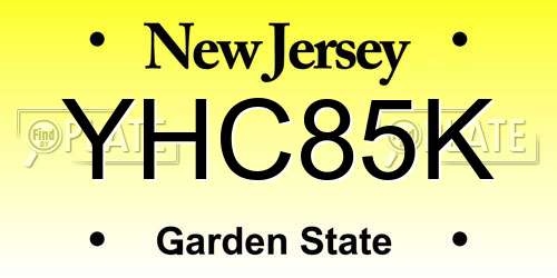 YHC85K New Jersey License Plate