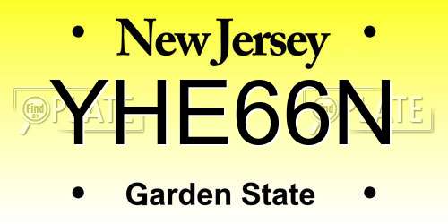 YHE66N New Jersey License Plate