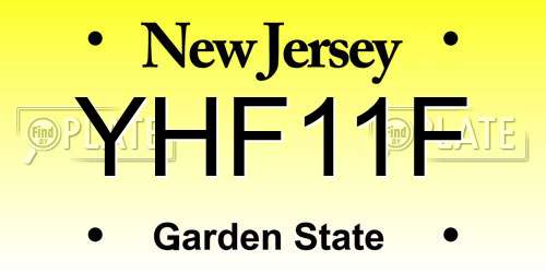 YHF11F New Jersey License Plate