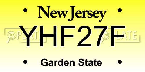 YHF27F New Jersey License Plate