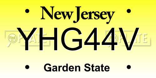 YHG44V New Jersey License Plate